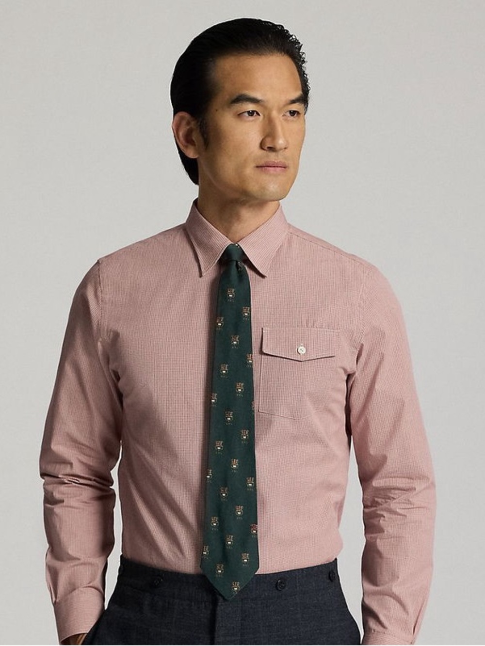RRL Ralph Lauren Slim Fit Checked Dobby Shirt in Red Multi Button Up Size Large